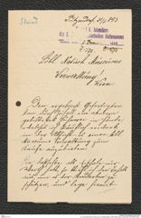 k.k. naturhistorisches Hofmuseum, Intendanzakten 1885-1896 (Hauer), Aktenzahl Z.278/1893, Seite 1